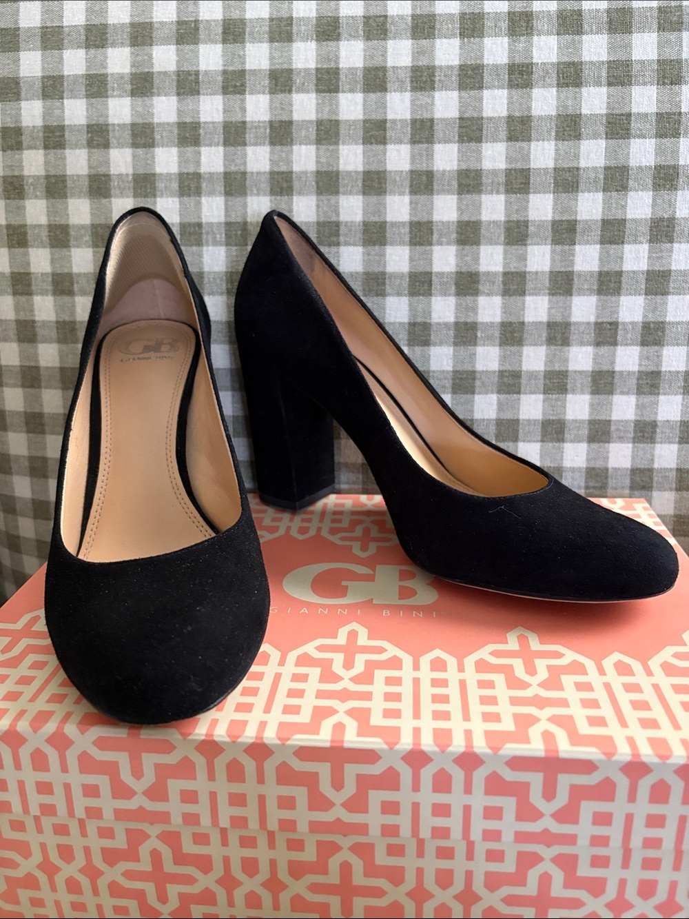 Gianni Bini Black Suede Block Heel Pumps